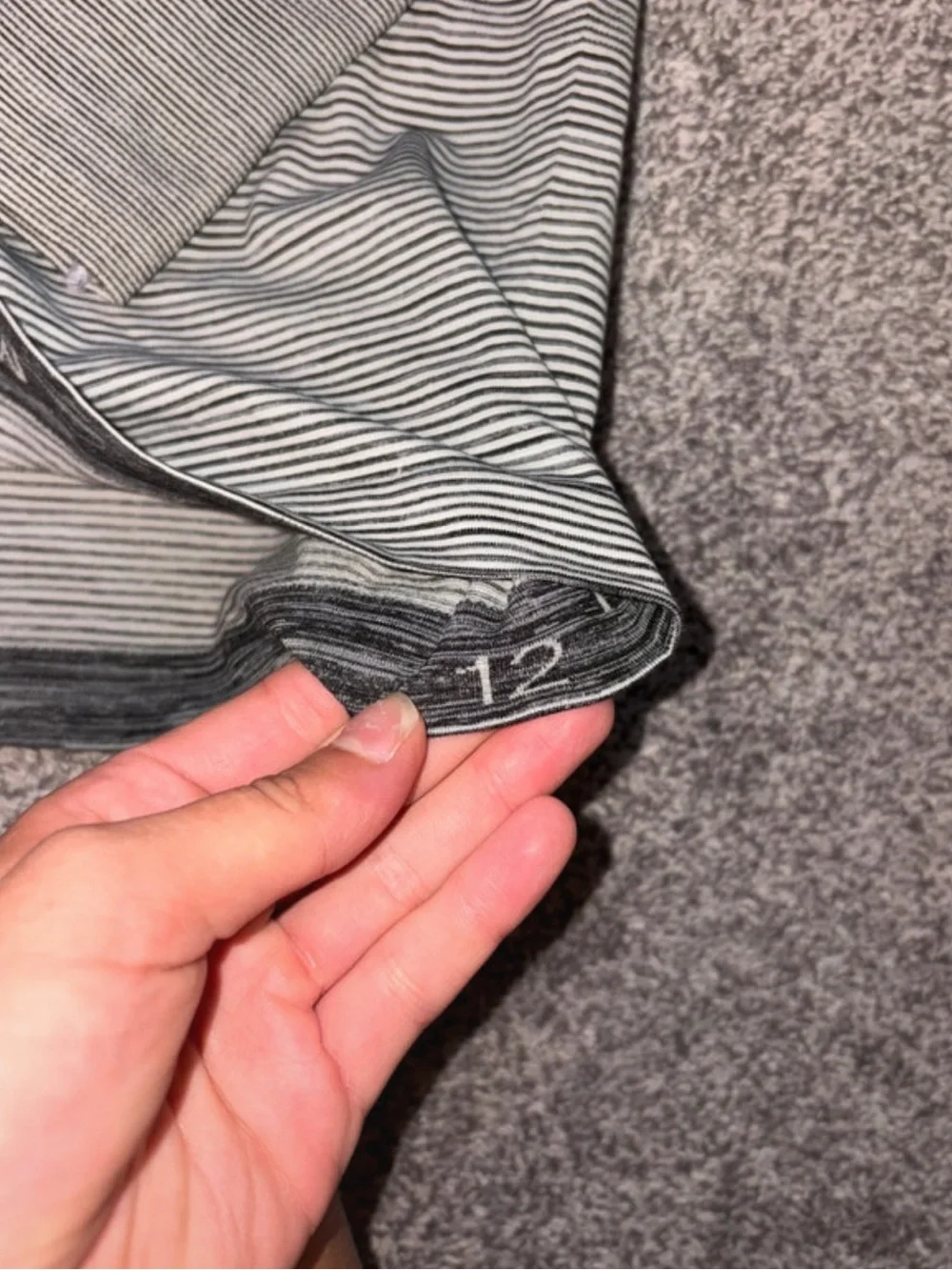 lululemon athletica Swiftly Tech Gray and White Striped Long Sleeve Top Size 12